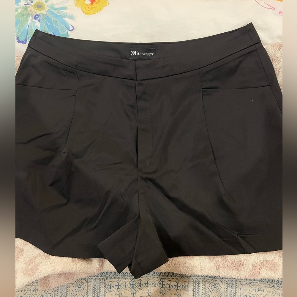 Black satin shorts worn 2 times